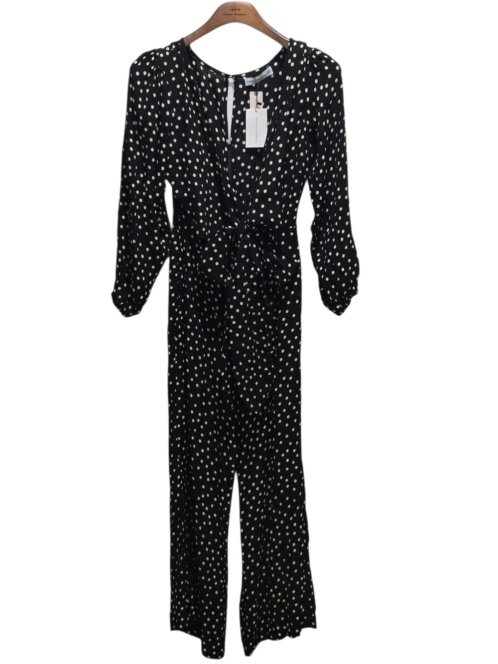 Faithfull The Brand Black Polka Dot Jumpsuit with Cream Polka Dot Print Size M